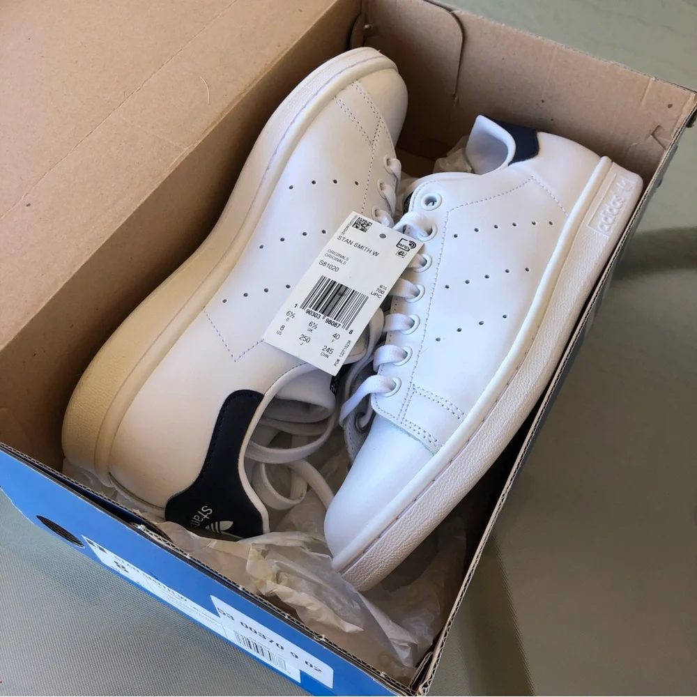 NIB StAn SMiTh ADiDas OriGinAls nAvY BLuE wHite F I R M! - Picture 4 of 13